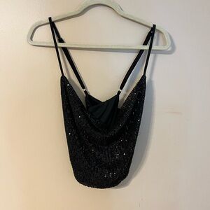 Elegant Black Sequin Women's Top